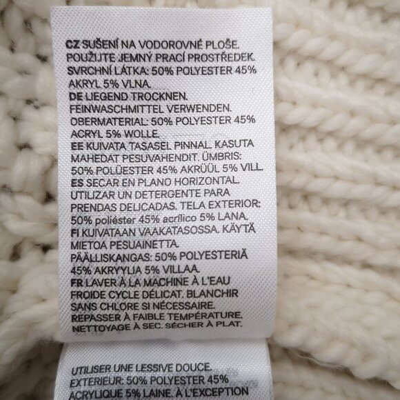 H&M Ladies Size Large Cream Cable Stitch Mock Neck Balloon Sleeve Sweater - Picture 6 of 11